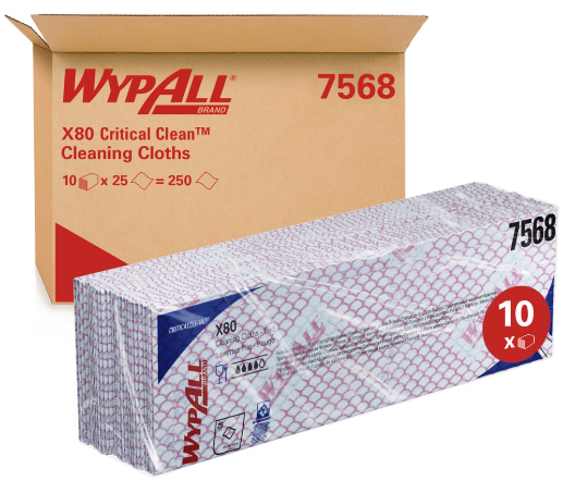 7568 Wypall X80 Red Cleaning Cloth interfold (10 bags x 25 sheets)