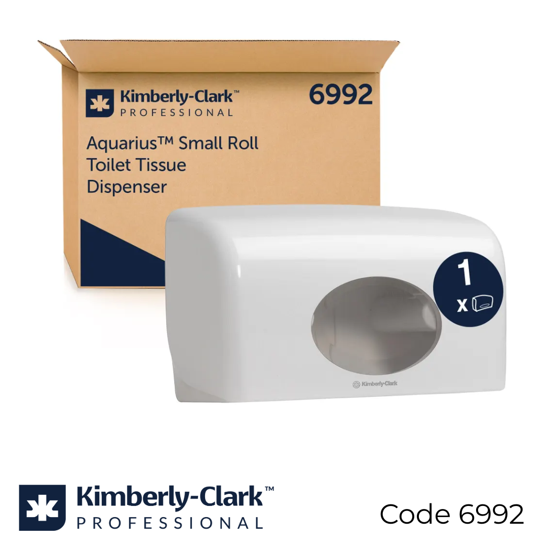 6992 Aquarius Small Roll Twin Toilet Roll Dispenser | White