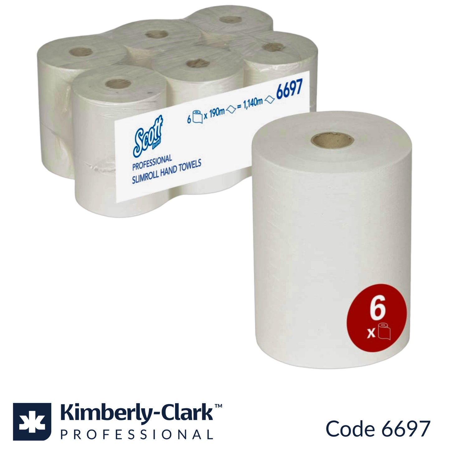 Scott 6697 Slimroll Airflex white hand towel 190m 6 pack food contact certified South Africa