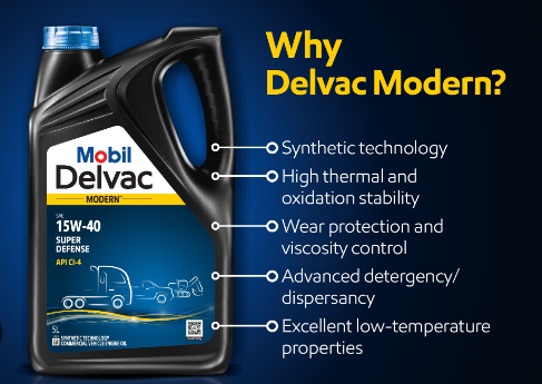 Mobil Delvac Modern™ Super Defense 15W-40 (CI-4) Engine Oil