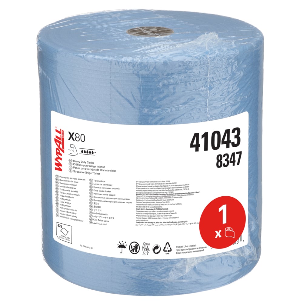 8347 WypAll® X80 Power Clean™ Cloths (455 sheet roll)