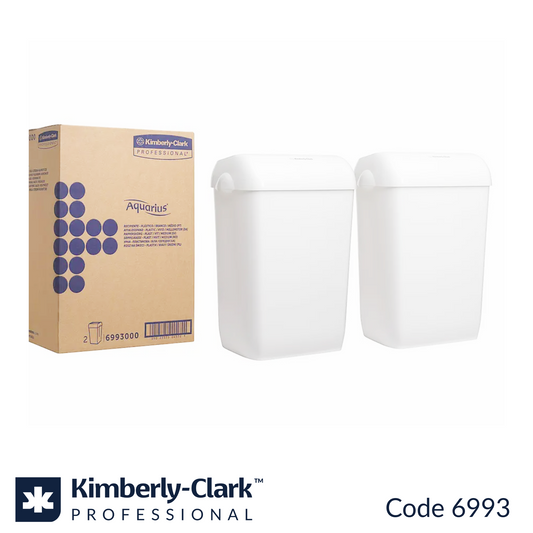 6993 Aquarius™ Washroom Waste Bin  | White | 43 Litre | 2 Pack