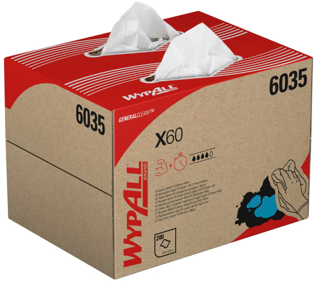 WypAll X60 white cloths brag box 200 sheets Hydroknit industrial wiping South Africa