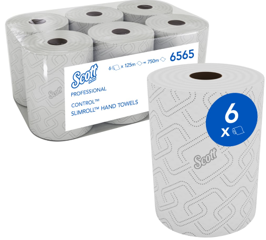 6565 Scott® Slimroll™ Rolled Hand Towel 1Ply 125m (6 Pack)