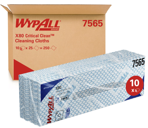 7565 Wypall X80 BLUE Cleaning Cloth interfold (10 bags x 25 sheets)