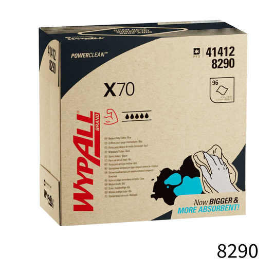 8290 WypAll X70 PowerClean Blue Cleaning Cloths (96 cloths)