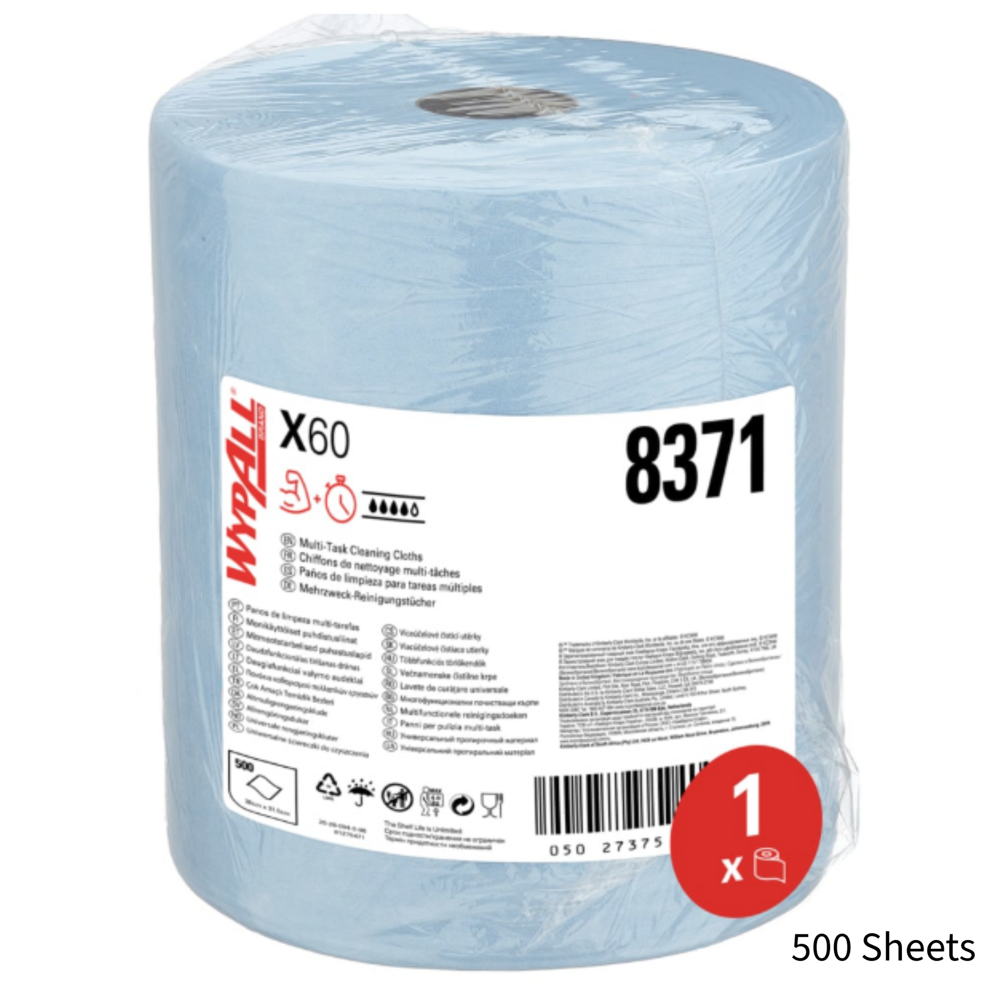 WypAll X60 8371 blue large roll 500 Hydroknit cloths light industrial wiping South Africa