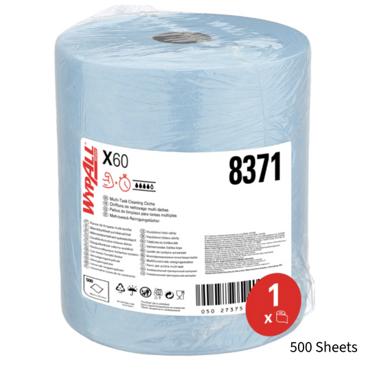 WypAll X60 8371 blue large roll 500 Hydroknit cloths light industrial wiping South Africa