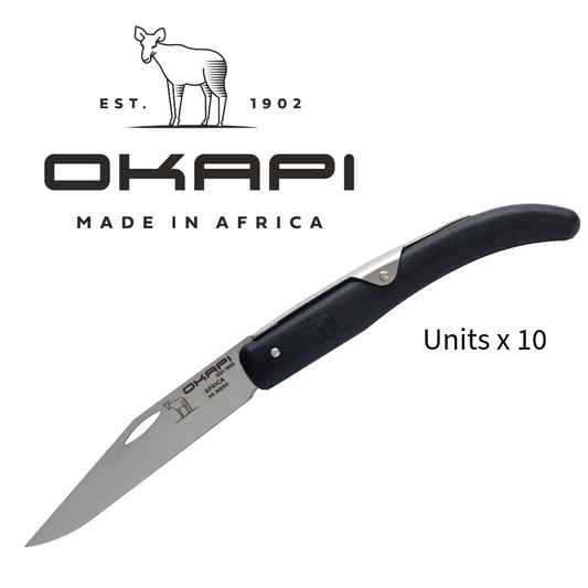 Okapi Folding Knife- Black- S/Steel Blade  (Bulk 10-Pack)