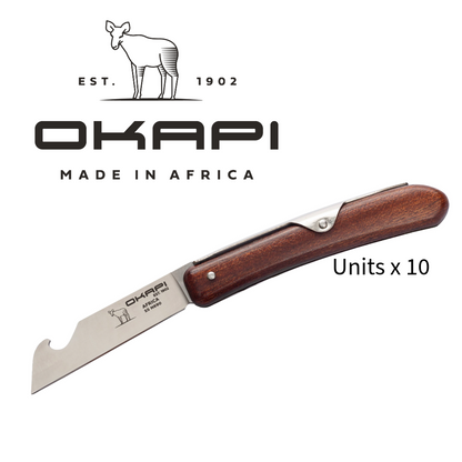 Okapi Biltong & Beer Knife - Wood Veneer Handle (Bulk 10-Pack)