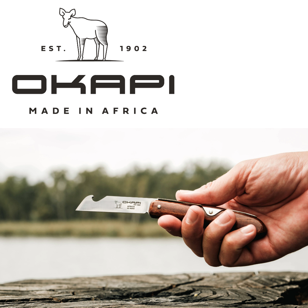 Okapi Biltong & Beer Knife - Wood Veneer Handle (Bulk 10-Pack)