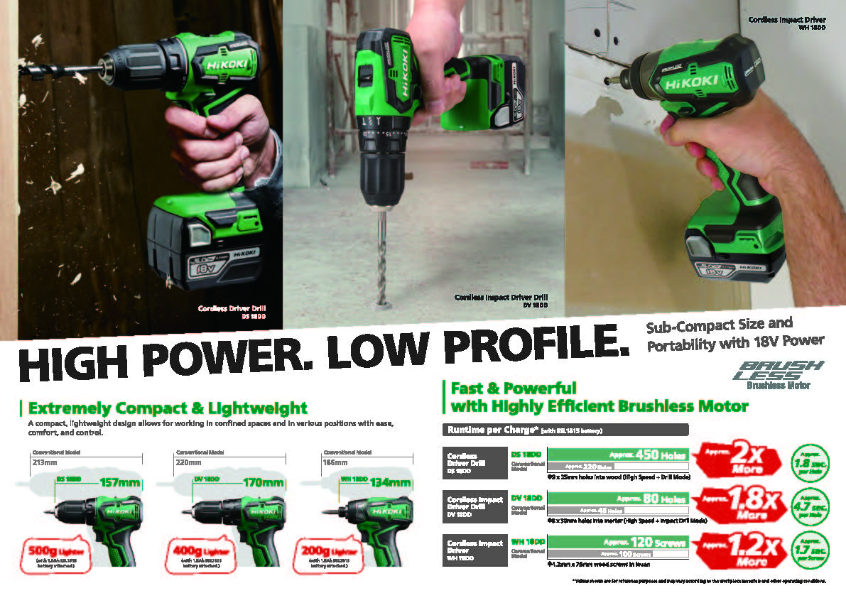 Hikoki 18V Impact Drill 55nM with 13MM keyless chuck (SET)