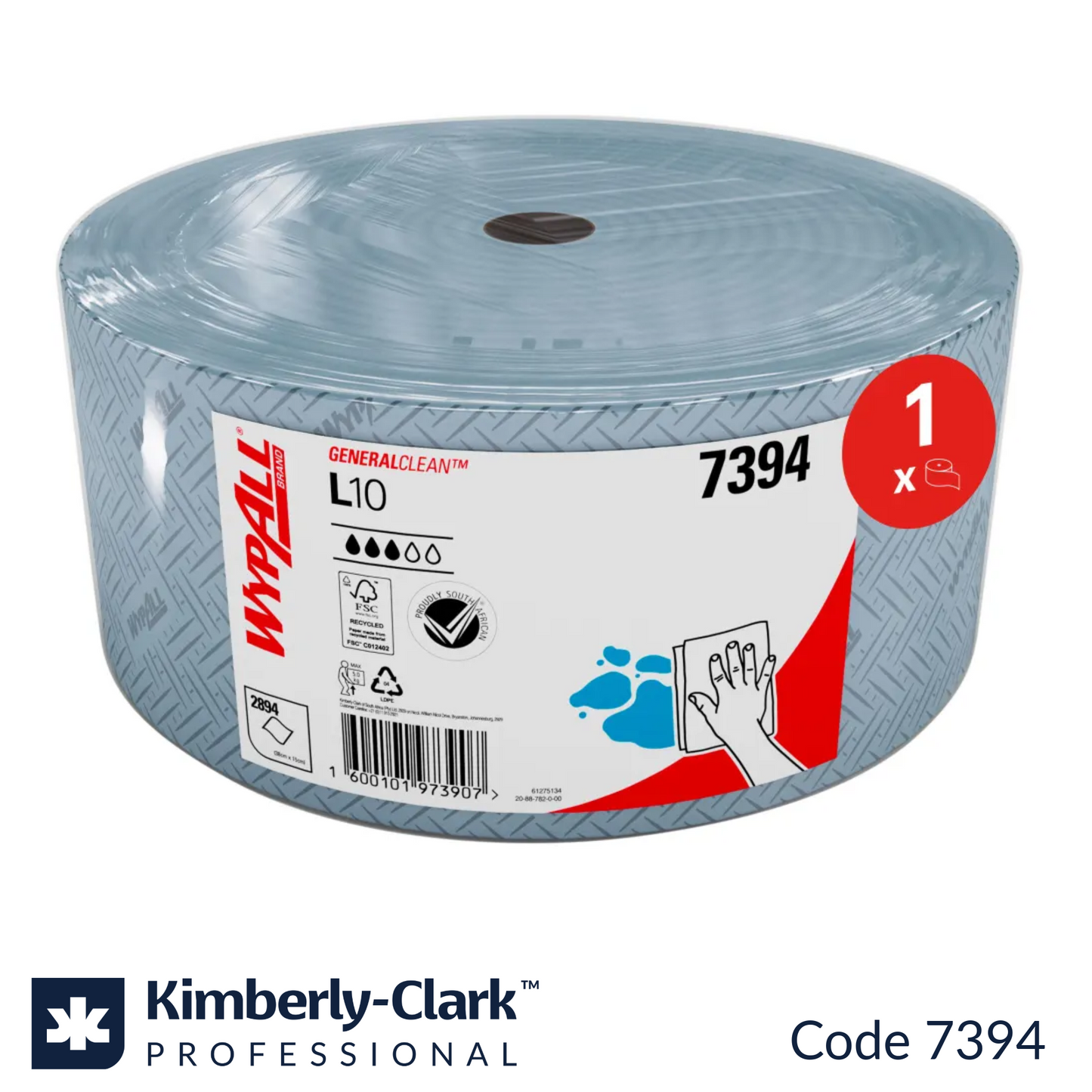 WypAll L10 7394 blue jumbo roll 2895 sheets 1100m food detectable disposable wipers South Africa