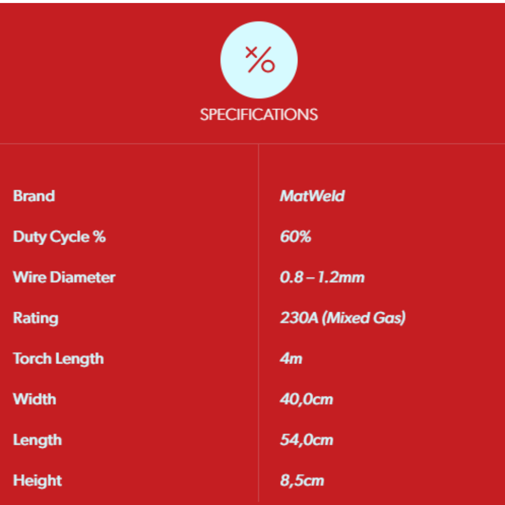 MATWELD MIG TORCH BNZ (250 X 4M)- MAT5305