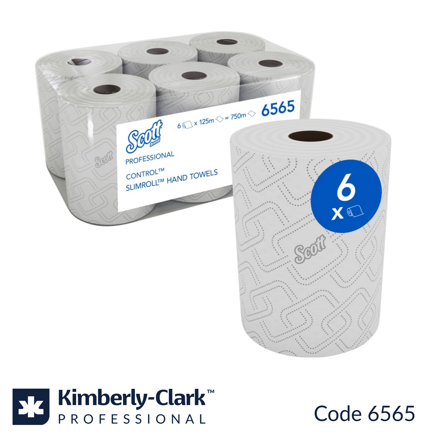 Scott Control 6565 Slimroll white hand towel 125m 6 pack made in South Africa