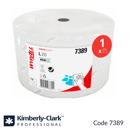 7389 WypAll L20 Large Roll Wipers | 2-Ply | 1,700 Sheets | 646m
