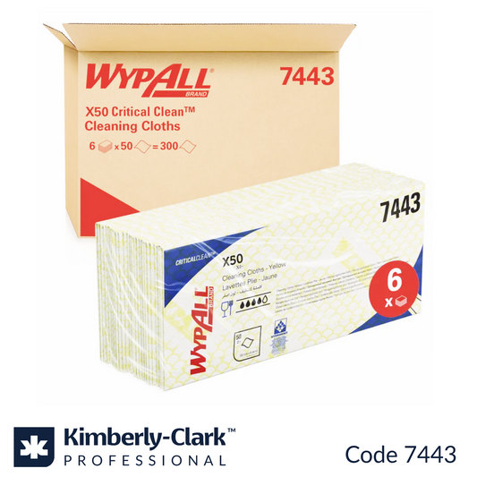 7443 WypAll X50 Critical Clean Cloths Yellow Foodsafe (6x50 sheets)