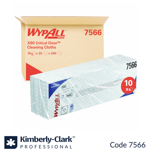 7566 WypAll X80 Critical Clean Cloths Green Foodsafe (10x25 sheets)