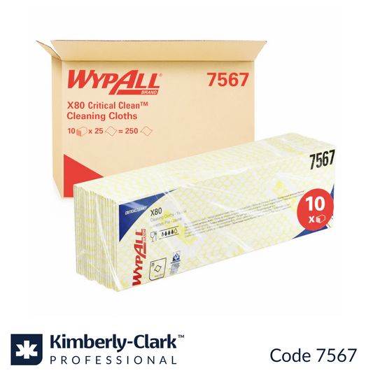 7567 WypAll X80 Critical Clean Cloths Yellow Foodsafe (10x25 sheets)
