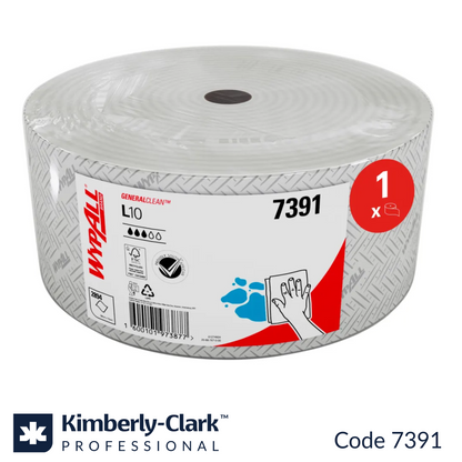 WypAll L10 7391 white jumbo roll 2895 sheets 1100m disposable wipers made in South Africa