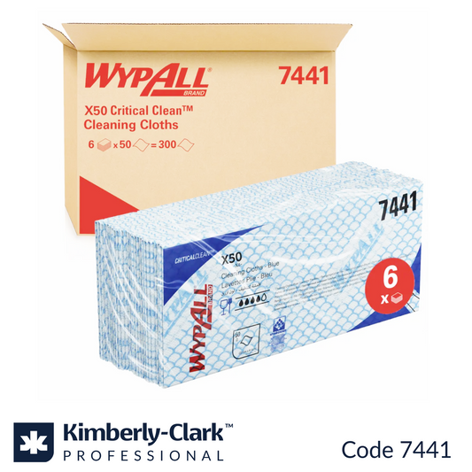 7441 WypAll X50 Critical Clean Cloths  Blue Foodsafe (6x50 sheets)